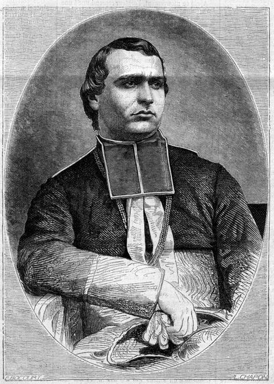صورة لتشارلز أمابل من جولة أوفيرني لوراغوايس (1826-1879) ، رئيس أساقفة بورجيه. نقش في "" Le Monde Illustré "" رقم 251 بتاريخ 1 فبراير 1862. بواسطة المدرسة الفرنسية