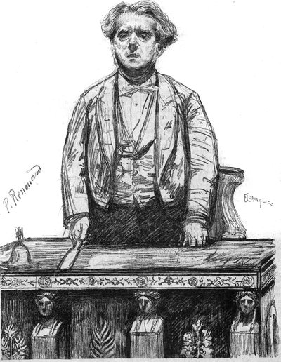 صورة تشارلز فلوكيه (1828-1896) ، محامٍ وسياسي فرنسي. نقش في "La gazette du dimanche" في 16 يناير بواسطة المدرسة الفرنسية