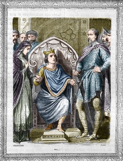 تسمى صورة تشارلز الثالث البسيط (879-929). نقش في "Histoire des Papes-Rois-Queen and Empereurs عبر القرون" بقلم موريس لاتشاتر بواسطة المدرسة الفرنسية