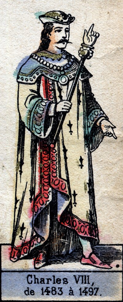 صورة لتشارلز الثامن ملك فرنسا أو تشارلز الثامن الشقيق (1470-1498) (سلالة الكابيتيين). التوضيح أواخر القرن التاسع عشر. بواسطة المدرسة الفرنسية