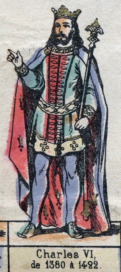 صورة شخصية لتشارلز السادس ملك فرنسا ، المعروفة باسم تشارلز ذا جود أيم (1368-1422) (سلالة الكابيتيون). التوضيح أواخر القرن التاسع عشر. بواسطة المدرسة الفرنسية