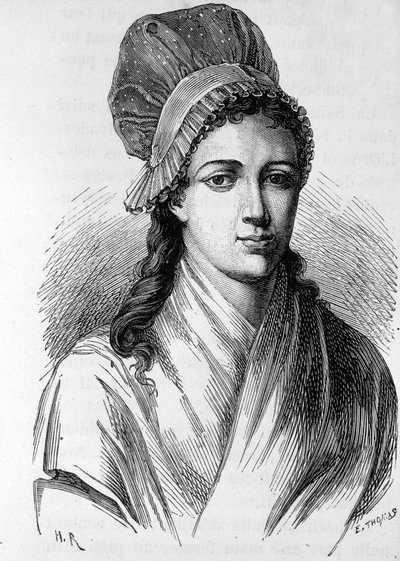 صورة لشارلوت كورداي (1768 - 1793) - في "" L'Histoire de France "" لهنري مارتن بواسطة المدرسة الفرنسية