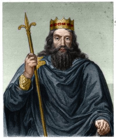 صورة شخصية لكلوفيس الأول (ضد 466 - 511) ، ملك الفرنجة - في "Histoire des Francais" بواسطة لافالي ، نقش ، sd. بواسطة المدرسة الفرنسية