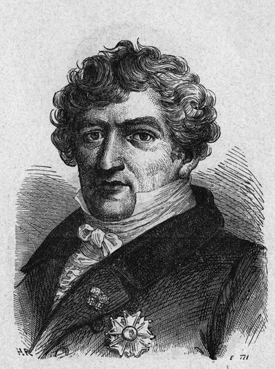 صورة شخصية لكوفييه (1769-1832) ، عالم الحيوان وعالم الحفريات الفرنسي - في "ألبوم de la Science؛ علماء لامعون الاكتشافات العظيمة "" "1896. بواسطة المدرسة الفرنسية