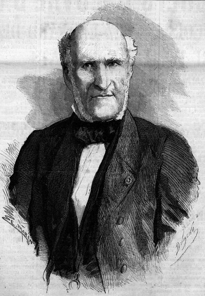 صورة لإيلي دوق ديكازيس وغلوكسبيرج (1780 - 1860) ، محامي وسياسي فرنسي. نقش في "" Le Monde Illustré "" رقم 186 بتاريخ 3 نوفمبر 1860. بواسطة المدرسة الفرنسية