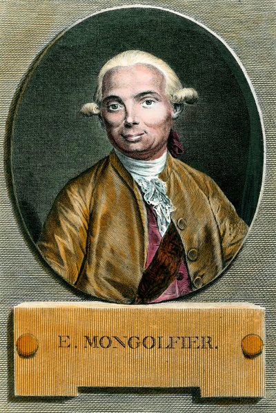 صورة لإتيان دي مونتغولفييه (1745 - 1799) ، مخترع منطاد الهواء الساخن. نقش القرن الثامن عشر. مجموعة خاصة. بواسطة المدرسة الفرنسية