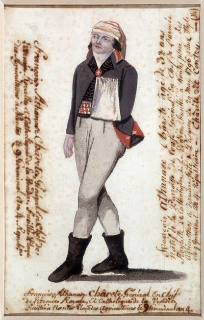 صورة فرانسوا أثاناسي (فرانسوا أثاناس) من Charette de la Contrie (1763-1796) ، ذراع في وشاح ، الزعيم الملكي لفندي - متحف Dobree ، نانت بواسطة المدرسة الفرنسية