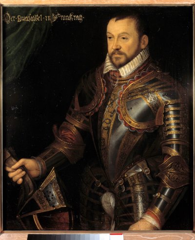صورة لفرنسوا الأول ، دوق مونتمورنسي ، مارشال فرنسا (1530-1579) في درع منقوش عليه حرف واحد فقط وزوجته ديان دو فرانس لوحة للمدرسة الفرنسية في القرن السادس عشر. خافت. 0،87x0،74 م. فرساي ، Chateaux de Versailles et بواسطة المدرسة الفرنسية