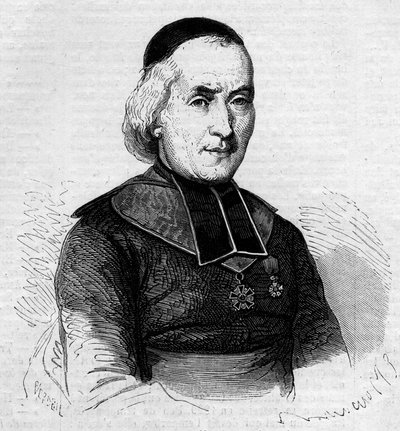 صورة لفرنسوا جوزيف لو بروتييه (1799-1885) ، أسقف مونبلييه. نقش في "" Le Monde Illustré "" رقم 237 بتاريخ 26 أكتوبر بواسطة المدرسة الفرنسية