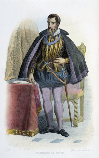 Portrait of Francois de Guise, French lieutenant general (1519-1563). - in “” Le Plutarque francais”” بواسطة المدرسة الفرنسية