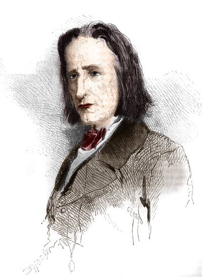 صورة لفرانز ليزت (ليستز) (1811-1886) ، الملحن وعازف البيانو المجري. نقش من 1865-1866. بواسطة المدرسة الفرنسية