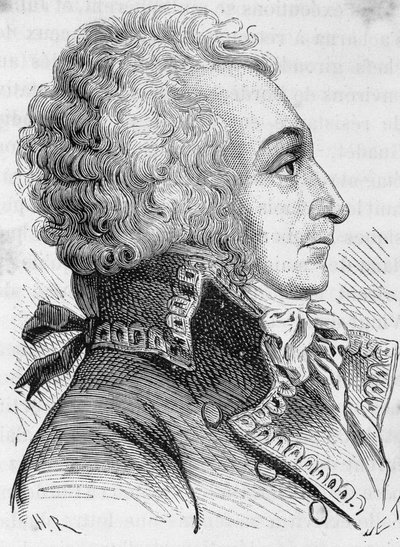 صورة للجنرال ألكسندر فيسكونت دي بوهارنيه (1760-1794) ، المتهم بالدفاع عن ماينز بشكل سيء في عام 1793 ، كان مقصلة - في فيلم "L'Histoire de France" بقلم هنري مارتن بواسطة المدرسة الفرنسية