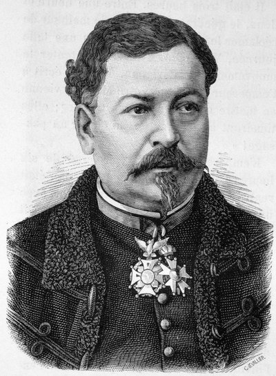 صورة للجنرال جان أوغست مارغريت (1823 - 1870 ، توفي في معركة سيدان) ، والد بول وفيكتور مارغريت - في "L'Histoire de France" "هنري مارتن بواسطة المدرسة الفرنسية