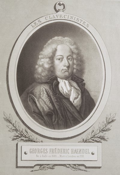 صورة لجورج فريدريك هاندل (1685-1759) في واجهة صورة لموسيقى بواسطة المدرسة الفرنسية
