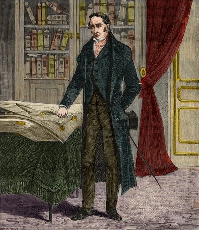 صورة لجورج ستيفنسون (1781-1848) ، مهندس بريطاني ورائد في قاطرات السكك الحديدية - نقش في "" العلوم في متناول الجميع - الفيزياء والكيمياء الشعبية "بواسطة Alexis Clerc - نهاية القرن التاسع عشر - مجموعة خاصة بواسطة المدرسة الفرنسية