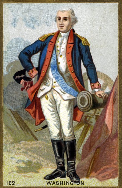 صورة لجورج واشنطن (1732-1799). الطباعة الحجرية الملونة في أواخر القرن التاسع عشر. بواسطة المدرسة الفرنسية