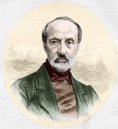 صورة جوزيبي مازيني (1805-1872) ، سياسي إيطالي وقومي. نقش في "" Le Monde Illustré "" رقم 779 بتاريخ 16 مارس 1872. بواسطة المدرسة الفرنسية