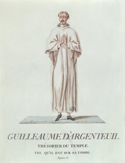 صورة لغيوم دارجينتويل ، أمين خزانة المعبد ، كما هو موضح في قبره ، 1786 (مرحاض على ورق) بواسطة المدرسة الفرنسية