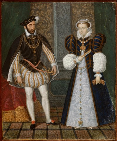 Portrait of Henry II (1519 - 1559) and Catherine de Medici (Caterina de Medici) (1519 - 1589), King and Queen of France. Anonymous French painting بواسطة المدرسة الفرنسية