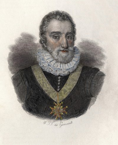 صورة لهنري الرابع (1553-1610) ، ملك فرنسا (1589-1610) ونافار (1572-1610). في "" صور الرجال النافعين "" بواسطة المدرسة الفرنسية