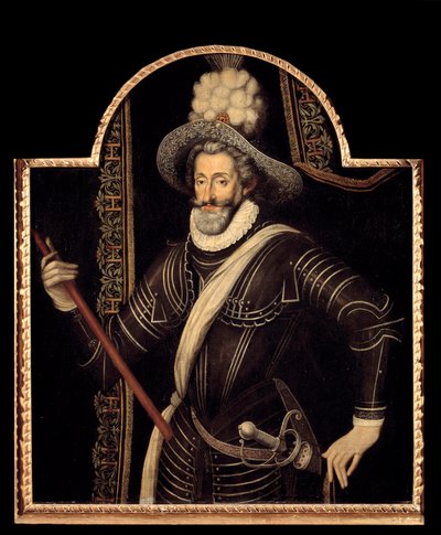 صورة لهنري الرابع باللون الأبيض كيراس والعمود ، ملك فرنسا ونافار (1553-1610) لوحة مجهولة المصدر للمدرسة الفرنسية في القرن السادس عشر. خافت. 1،15x0،99 م. بواسطة المدرسة الفرنسية