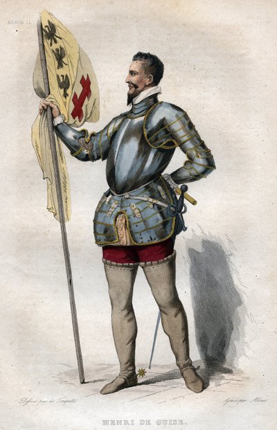 صورة لهنري الأول ، دوق Guise (1550-1588) تسمى "الندوب" ، رسم توضيحي من "" Le Plutarque Français "" بواسطة إدموند مينيت بواسطة المدرسة الفرنسية