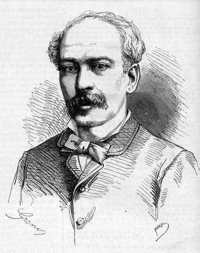 صورة للمستكشف البرتغالي Hermenegildo Capelo (1841-1917). نقش في "" العالم المصور "" بواسطة المدرسة الفرنسية
