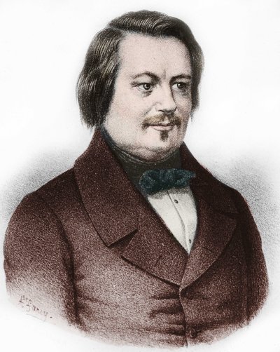 بورتريه هونور دي بلزاك (1799-1850) ، الروائي الفرنسي. بواسطة المدرسة الفرنسية