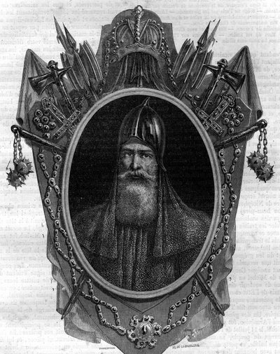 صورة إيغور دوق الروس ، أمير فريغ ، ملك "روس" كييف من 912 إلى 945. نقش في "Histoire des Papes-Rois-Queen and Empereurs عابرون لقرون" "لموريس لاكاتر بواسطة المدرسة الفرنسية