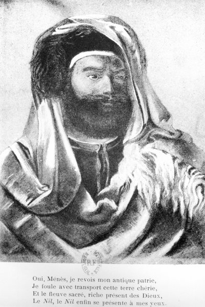 صورة جان فرانسوا شامبليون (1790-1832) بالزي الشرقي بواسطة المدرسة الفرنسية