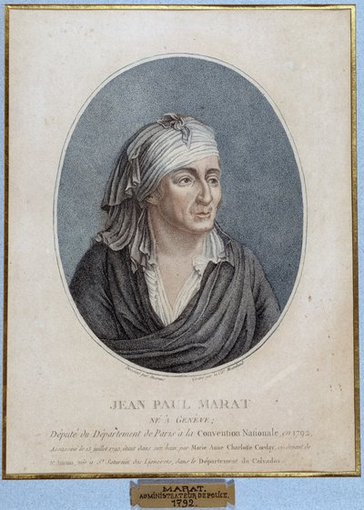 صورة جان بول مارات (1743-1793) ، طبيب فرنسي ، دعاية وسياسي بواسطة المدرسة الفرنسية
