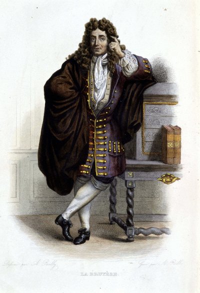 Portrait of Jean de La Bruyere, French writer and moralist (1645-1696) in Ed. Mennechet, “” Le Plutarque francais”” بواسطة المدرسة الفرنسية