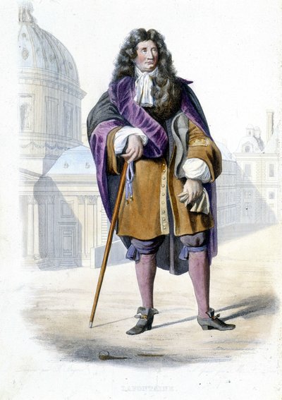 Portrait of Jean de La Fontaine, French writer (1621-1695) - in Ed. Mennechet, “” Le Plutarque francais”” بواسطة المدرسة الفرنسية