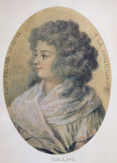 صورة لجين ماري رولان دي لا بلاتير (ني فيليبون) (1754-1793) في كونسيرجيري بواسطة المدرسة الفرنسية