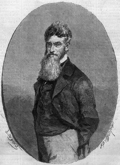 صورة جون براون (1800-1859) ، ناشط أمريكي ضد العبودية. نقش في "" Le Monde Illustré "" رقم 140 بتاريخ 17 ديسمبر 1859. بواسطة المدرسة الفرنسية