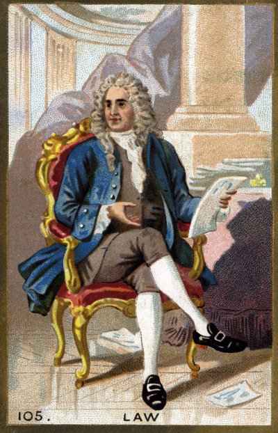 صورة لجون لو (1671-1729). الطباعة الحجرية الملونة في أواخر القرن التاسع عشر. بواسطة المدرسة الفرنسية