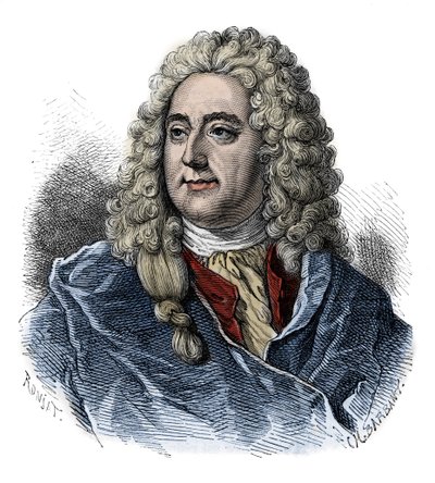 صورة جون لو (1671 - 1729) المراقب المالي ، المالية الاسكتلندية المسؤولة عن الإفلاس (حدث شارع Quincampoix) - نقش من "" تاريخ فرنسا الذي روى لأحفادنا "- بقلم فرانسوا جيزو - 1872-1876 بواسطة المدرسة الفرنسية