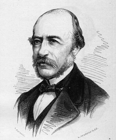 صورة جوزيف أوتران (1813-1877) ، الشاعر الفرنسي. نقش في "" Le Monde Illustré "" رقم 1040 بتاريخ 17 مارس 1877. بواسطة المدرسة الفرنسية