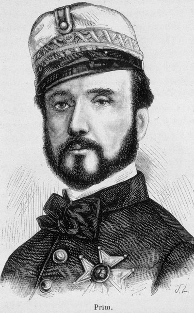 صورة خوان بريم واي براتس ، جنرال وسياسي إسباني (1814 - 1870) - في "تاريخ فرنسا" بواسطة هنري مارتن بواسطة المدرسة الفرنسية
