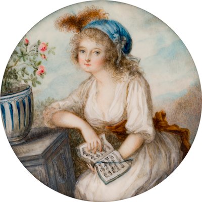 صورة لليدي لوسي بينج الكونتيسة الأولى لبرادفورد ، حوالي عام 1790 (زيت على العاج) بواسطة المدرسة الفرنسية