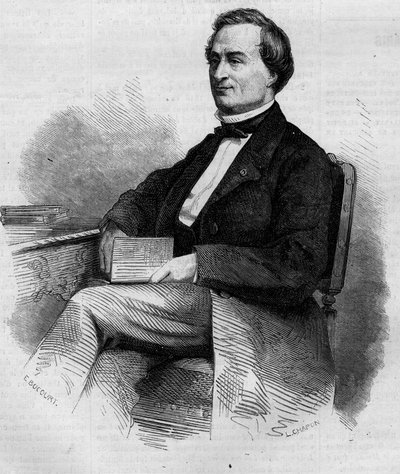 صورة للقاضي وعضو مجلس الشيوخ الفرنسي لويس برنارد بونجيان (1804-1871). نقش في "" Le Monde Illustré "" رقم 309 بتاريخ 14 مارس 1863. بواسطة المدرسة الفرنسية