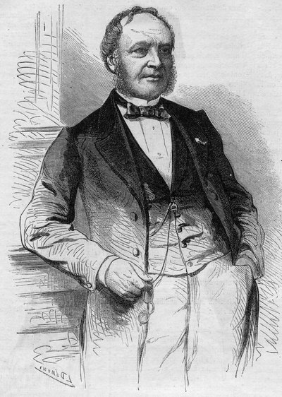 صورة لويس كريستوف فرانسوا هاشيت (1800-1864) محرر فرنسي. نقش في "" Le Monde Illustré "" رقم 383 بتاريخ 13 أغسطس 1864. بواسطة المدرسة الفرنسية