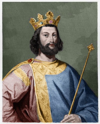 صورة لويس السابع الشاب (1120 - 1180) ، ملك فرنسا - في "Histoire des Francais" للافالي ، نقش ، sd. بواسطة المدرسة الفرنسية