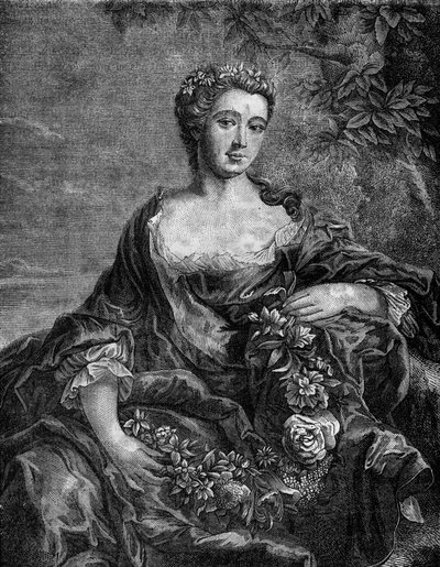 صورة مدام دي شاتورو ، ماري آن دي ميللي نيسل (1717-1744) ، المفضلة للملك لويس الخامس عشر. نقش في "تاريخ الدعارة والفجور بين جميع شعوب العالم من العصور القديمة وحتى يومنا هذا" للدكتور ث. -F. ديبريه. 1879. بواسطة المدرسة الفرنسية