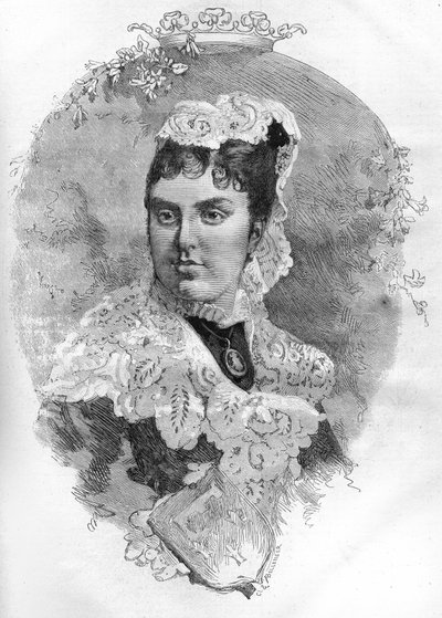 صورة لمرسيدس أورليانز (ماريا دي لاس مرسيدس دي أورليانز) (1860-1878) ، ملكة إسبانيا. نقش في "" Le Monde Illustré "" رقم 1085 بتاريخ 19 يناير 1878. بواسطة المدرسة الفرنسية