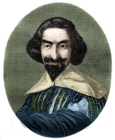 صورة ميغيل دي سرفانتس سافيدرا (1547-1616) ، كاتب إسباني. نقش من عام 1852 من لوحة فيلاسكيز. بواسطة المدرسة الفرنسية