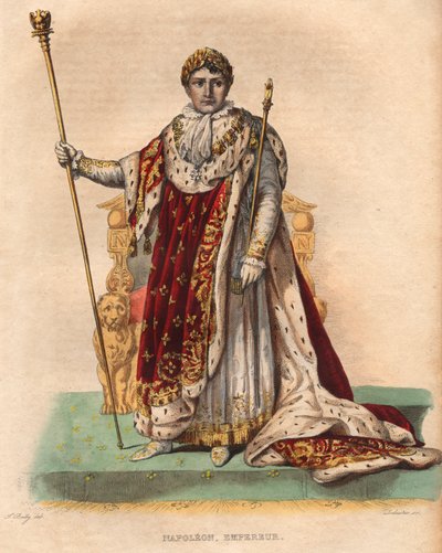 صورة لنابليون الأول (نابليون بونابرت) (1769-1821) ، إمبراطور الفرنسيين ، يرتدون ملابس إمبراطورية. بواسطة المدرسة الفرنسية