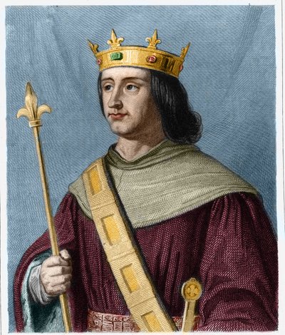 صورة لفيليب السادس دي فالوا (1294 - 1350) ، ملك فرنسا - في "" Histoire des Francais "" للافالي ، نقش ، بدون تاريخ. بواسطة المدرسة الفرنسية