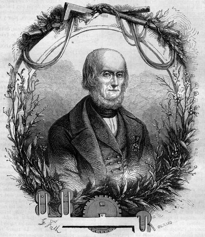 صورة لفيليب دي جيرار (1775-1845) ، المخترع والصناعي الفرنسي ، مبتكر آلة غزل الكتان. نقش من 1866-1867. بواسطة المدرسة الفرنسية