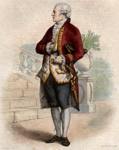 صورة لبيير أوجوستين كارون دي بومارشيه (1732-1799) ، صانع ساعات ومخترع وموسيقي ودبلوماسي وكاتب فرنسي. بواسطة المدرسة الفرنسية